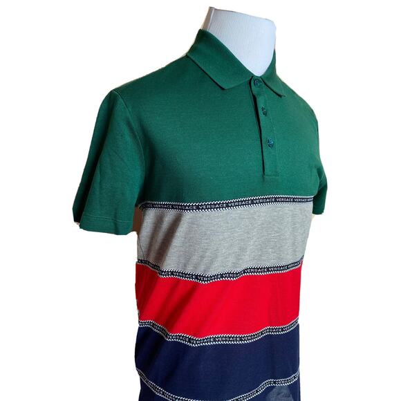 NWT $650 Versace Blue Striped Tailor Fit Cotton Polo Shirt Medium A84992 - Picture 2 of 12